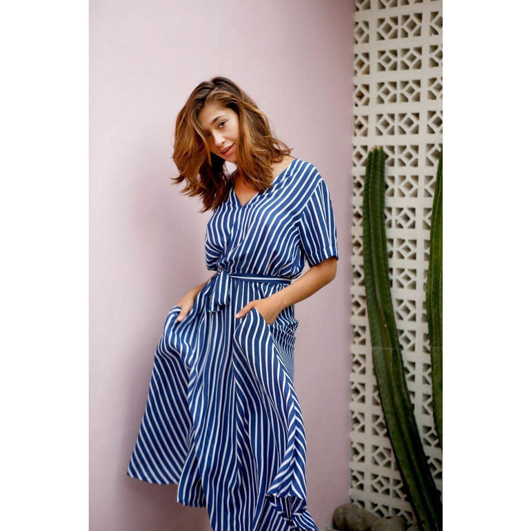 Dee Dress in Navy Stripes - Indigo Kids