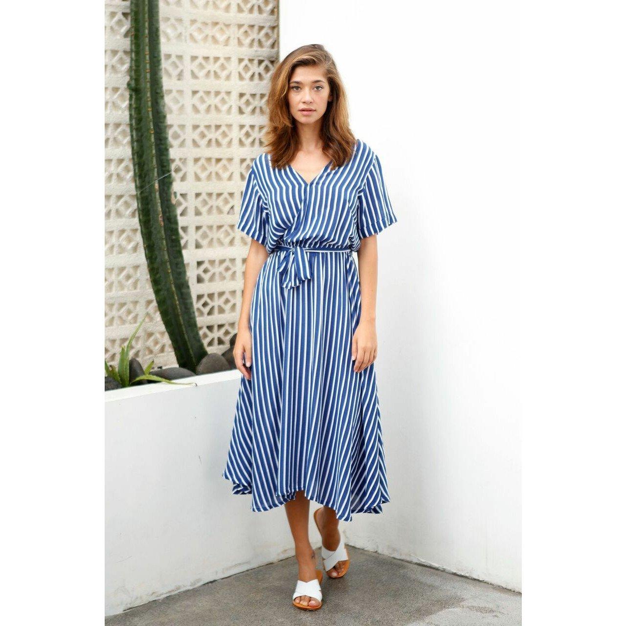 Dee Dress in Navy Stripes - Indigo Kids