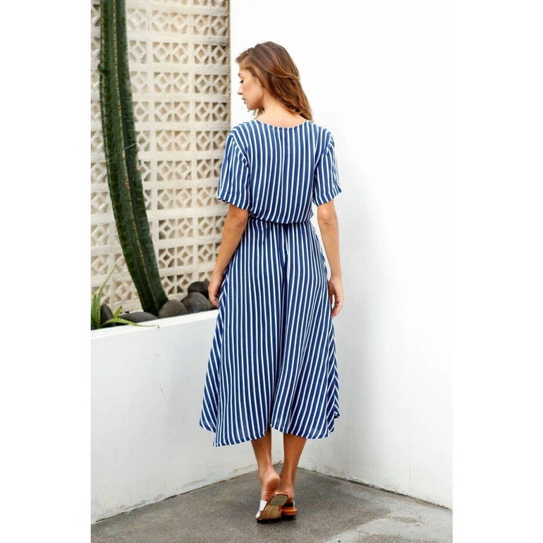 Dee Dress in Navy Stripes - Indigo Kids